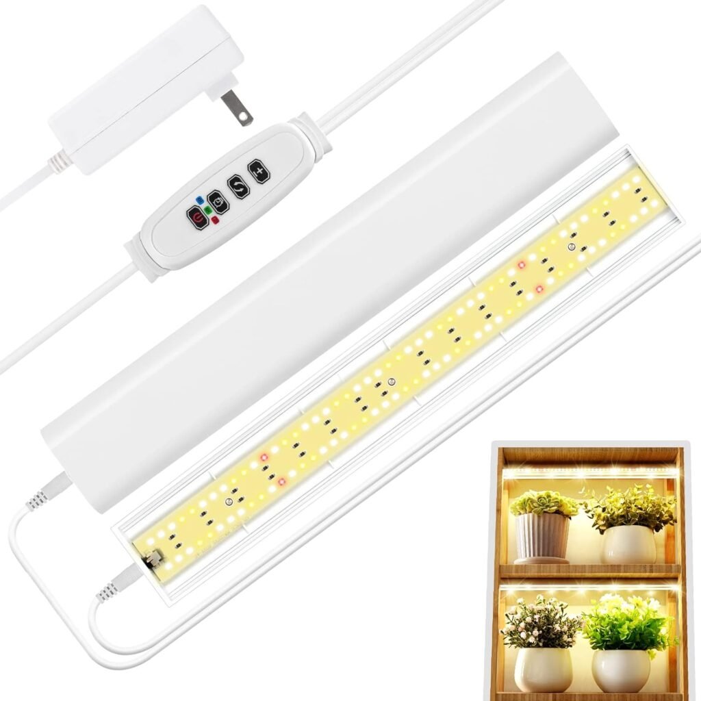 FOXGARDEN Grow Light, Full Spectrum Plant Light Strip for Indoor Plants, 96 LED Bright Grow Lamp with Auto On/Off Timer 4/8/12H, 4 Dimmable Brightness