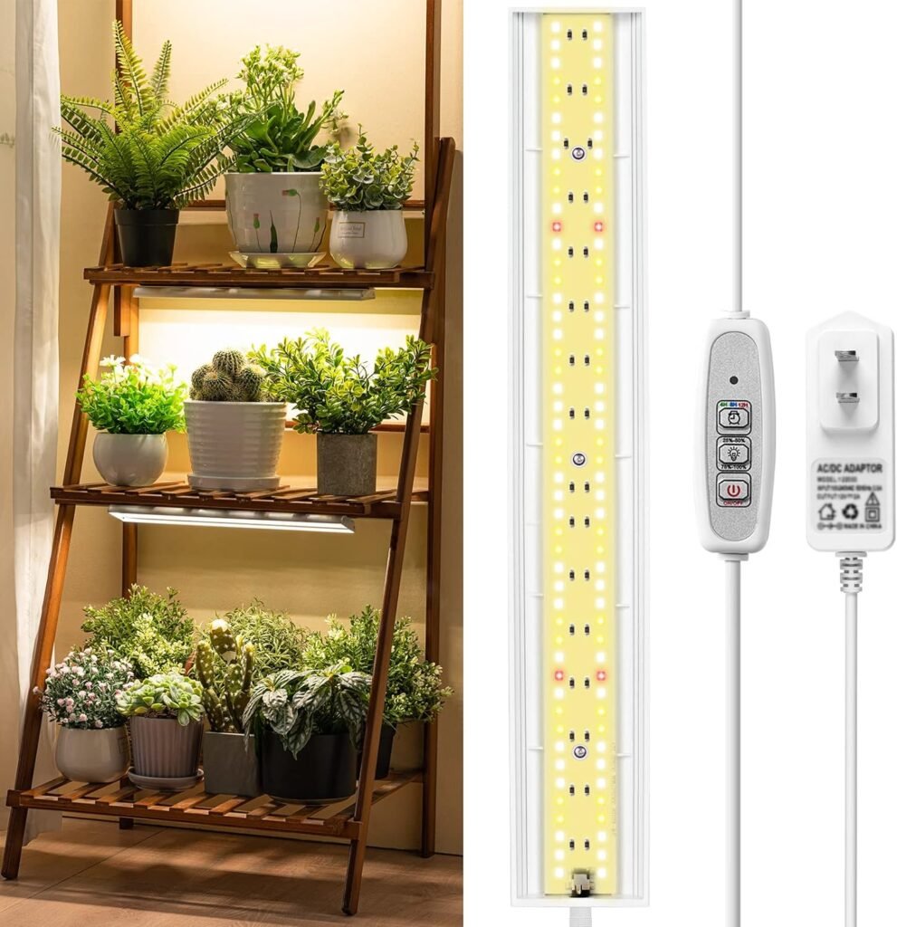 FOXGARDEN Grow Light, Full Spectrum Plant Light Strip for Indoor Plants, 96 LED Bright Grow Lamp with Auto On/Off Timer 4/8/12H, 4 Dimmable Brightness