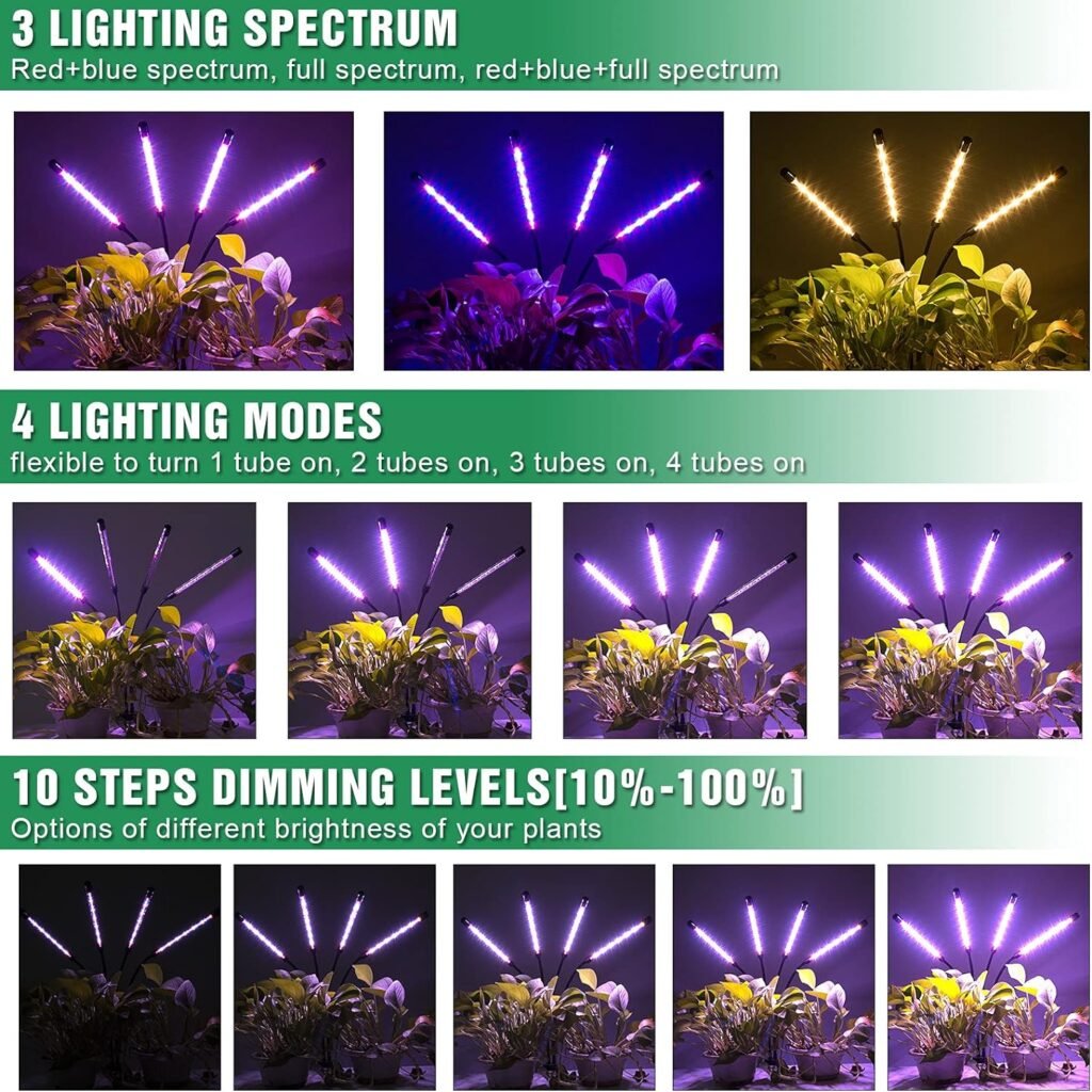 Lxyoug LED Grow Lights for Indoor Plants Full Spectrum with 15-60 inches Adjustable Tripod Stand, Red Blue White Floor Grow Lamp with 4/8/12H Timer with Remote Control