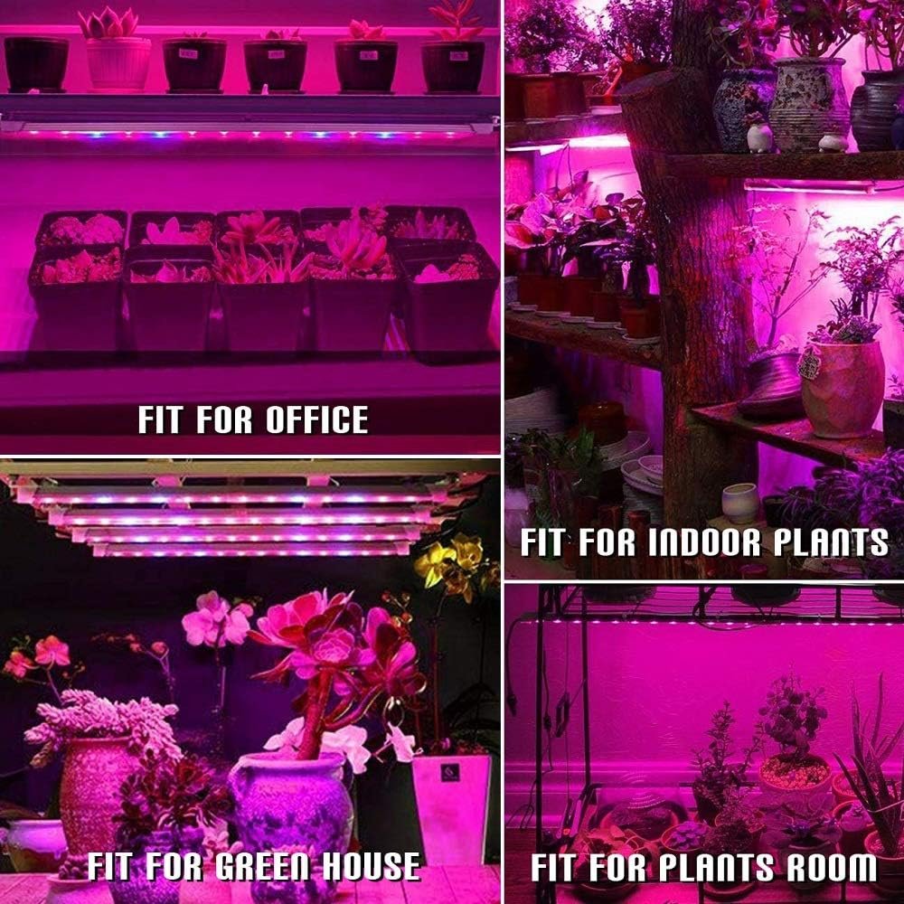 Mosthink LED Plant Grow Light Strips Full Spectrum for Indoor Plants with Auto ON/Off Timer, 48 LEDs / 4 Dimmable Levels, Sunlike Grow Lamp for Hydroponics Succulent, 2 Pack