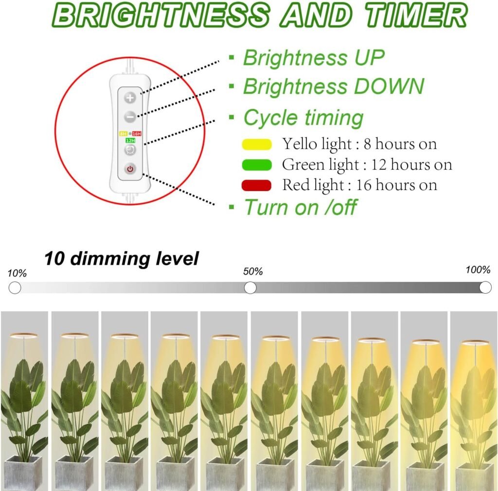 Plant Grow Light,yadoker LED Growing Light Full Spectrum for Indoor Plants,Height Adjustable, Automatic Timer, 5V Low Safe Voltage,Idea for Large Plant Light