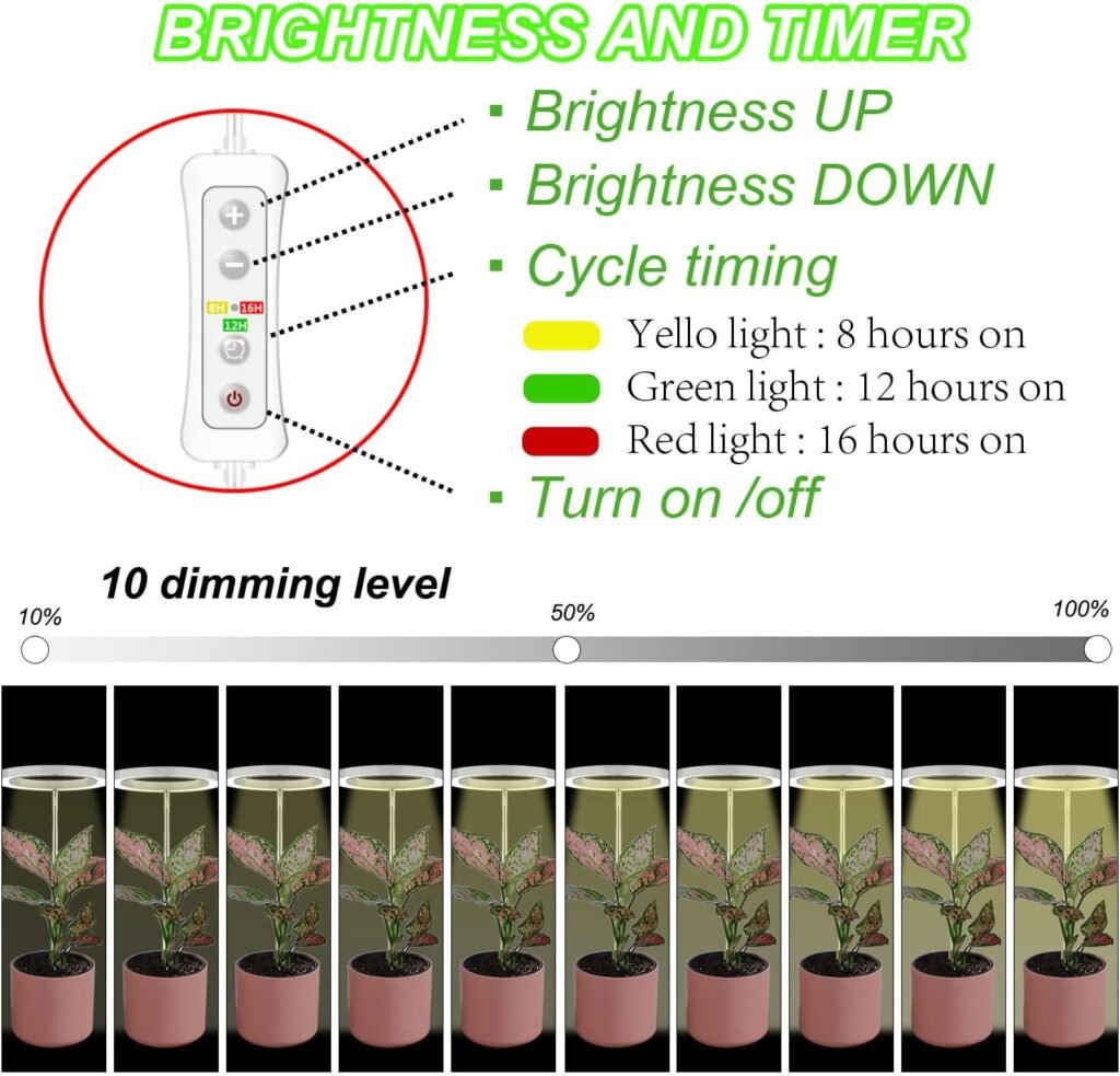 Plant Grow Light,yadoker LED Growing Light Full Spectrum for Indoor Plants,Height Adjustable, Automatic Timer, 5V Low Safe Voltage,Idea for Small Plant Light