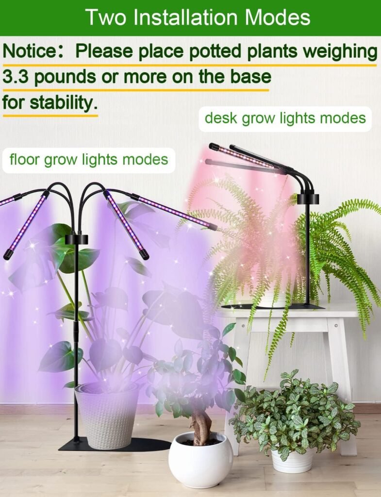 Shyineyou Grows Lights for Indoor Plants Full Spectrum, Plant Light for Indoor Plant with 3 Switch Modes, 3/9/12H Timer, 15W Dimmable Plant Grow Lights for Various Plants …