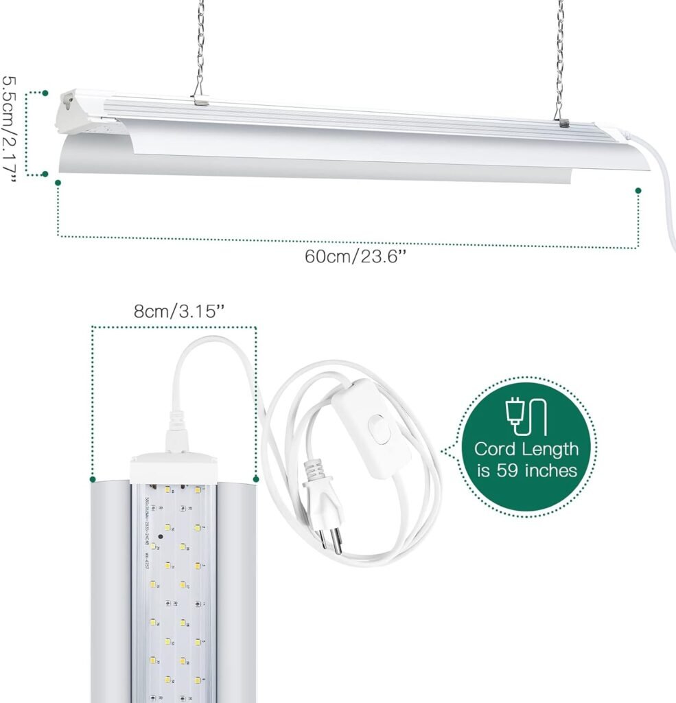 SZHLUX Grow Light 2FT 80W (2×40W) Full Spectrum LED Grow Light, Linkable Sunlight Plant Light for Indoor Plants, Grow Light Strip, Grow Lamp with On/Off Switch - 2 Pack Warm White